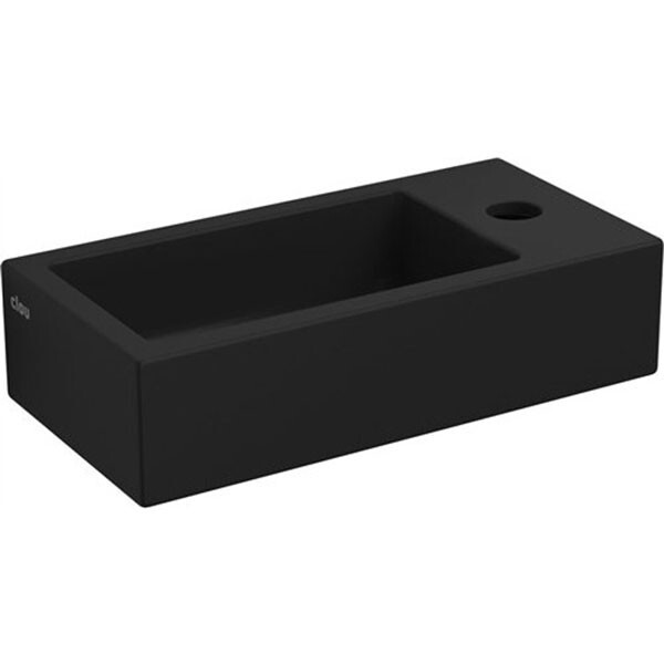 Clou Flush 3 fontein met kraangat en plug rechts mat zwart keramiek B36xH9xD18cm CL/03.12030