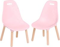 B. spaces Kinderstoel, set van 2 in roze met houten poten