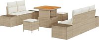 vidaXL Tuinbank Set 8-st Beige Poly Rattan