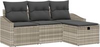 vidaXL Bank loungeset 2-zits polyrattan lichtgrijs/donkergrijs
