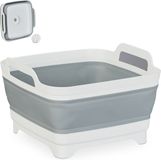 Merkloos Relaxdays Afwasteil Opvouwbaar met Afvoer - 9L - Camping - Wit-Grijs