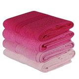 Handdoekenset, 4-delig, lichtroze, oudroze en fuchsia