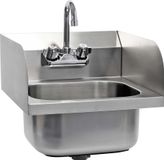 XPOtool RVS spoelbak voor de horeca, met een vierkant binnenbekken en een driezijdige spatwand, geschikt voor wandmontage in keukens, werkplaatsen en andere professionele omgevingen