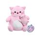 PEMBE Knuffeldier, 23 cm, klein, Pembe, knuffel, roze kat met extra zachte textuur, decoratief kussen voor slaapkamer, zacht pluche figuur met geborduurde details