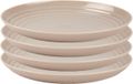 PlasticForte Assiette ronde/assiette de camping - 4x - D25 cm - beige - plastique - incassable