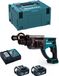 Makita Marteau perforateur DHR202RTJ (2 x 5,0 Ah batteries + chargeur DC18RC + MAKPAC 3 mallette de rangement)