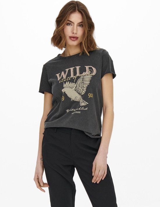 ONLY ONLLUCY Regular Fit T-shirt Women Black/Blazing - Size L