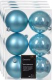 Decoris Boules de Noël - 24 pièces - 8 cm - Plastique - Bleu glacier / Bleu sucre