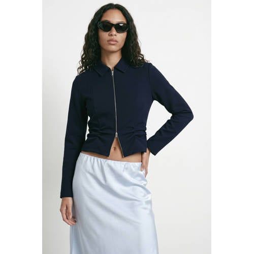 HYPEDROP jas met linnen - donkerblauw