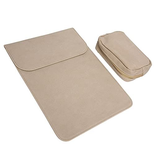 ciciglow Laptoptas, 13,3 Inch Laptoptas Bescherming Opbergtas Dubbele Magneet PU Computer Draagtas Super Dun en Licht(Khaki)