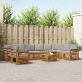 vidaXL - Acacia Hout Loungeset - 10 Zitplaatsen - Natuurlijk en Lichtgrijs