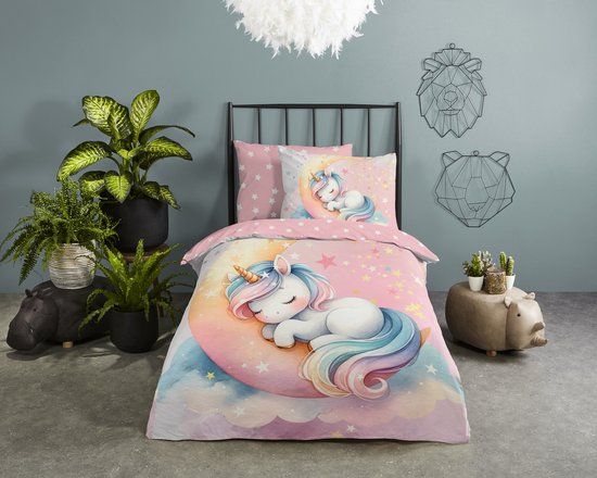 Good Morning Kinderdekbedovertrek Magical Moon Unicorn 140x200 cm - Multi