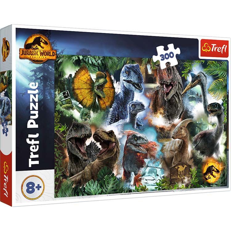 Trefl - Jurassic World Dominion, Favoriete Dinosaurussen - Puzzel 300 Stukjes - 8+