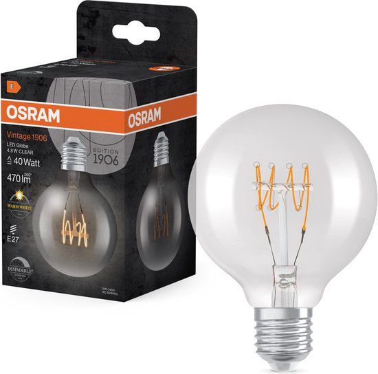 OSRAM Vintage 1906 LED Globe80 Lamp - 4.8W, 470lm, Dimmable