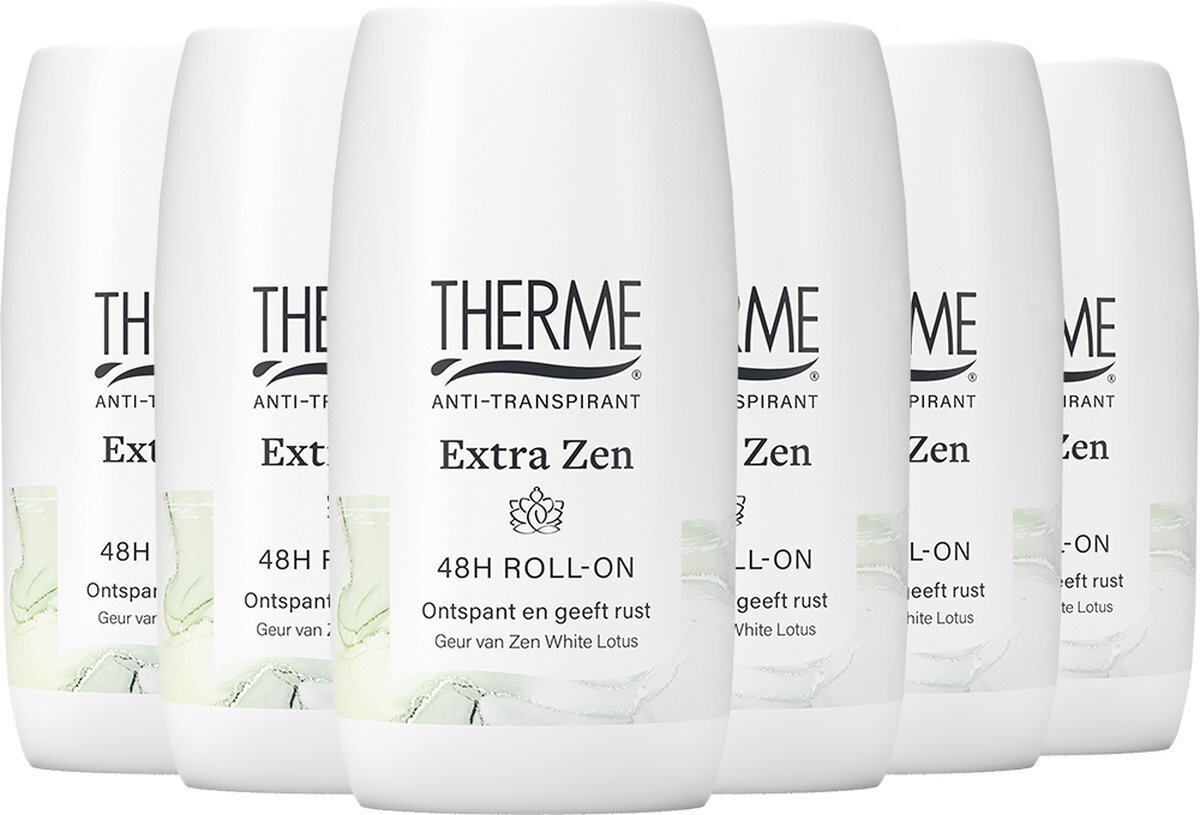 Therme Anti-Transpirant Extra Dry Zen White Lotus Roller - 6 x 60 ml - Voordeelverpakking