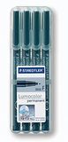 STAEDTLER Lumocolor 318 Permanente stiften – zwart, 4-pack, 0,6 mm