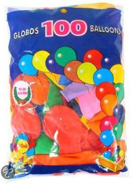 Helium ballonnen 100 stuks assorti kleuren nr 10 - 27 cm - Merkloos