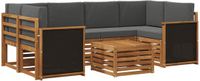 vidaXL Acacia Hout Bank Loungeset 6-Zits Natuurlijk en Antraciet