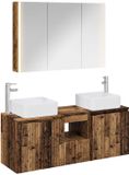 vidaXL Badkamerkast - set - 4 - st - Oud - hout - Bewerkt - hout