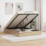 Prolenta Maison Exclusive Lit plateforme Ottoman, finition chêne Sonoma, dimensions 135 x 190 cm, structure en bois composite