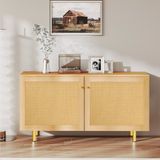 MODFU - Sideboard - Gevlochten Rattan Deuren - Minimalistisch - Voor Eetkamer - MDF - Naturel