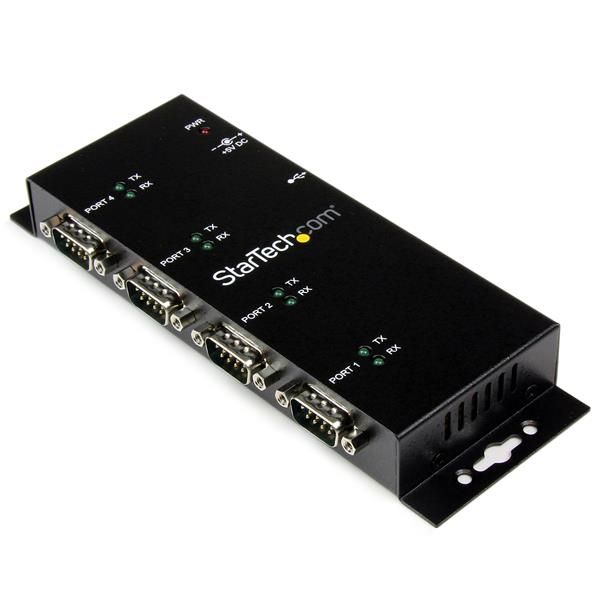StarTech.com 4-poort USB naar DB9 RS232 Seriële Adapter Hub - Industrieel - Zwart
