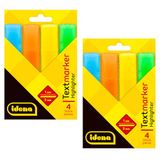 Idena 90259 - Markeerstift, 2 doosjes van 4, in de kleuren neongeel, neonoranje, neonblauw en neongroen, spievormige punt met lijndikte 1-5 mm