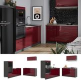 Vicco Keuken Fame-Line, Bordeauxrode hoogglans/Antraciet, 340 cm