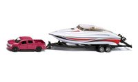 Siku 2568, Ford F150 Met Motorboot, 1:55, Metaal/kunststof, Rood/wit, Rubberen Banden, Drijvende Speelgoedboot