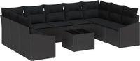 vidaXL Tuinbank Set 9-zits Zwart Polyrattan