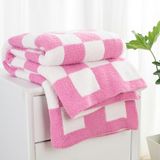 Carriediosa Ultra zachte geruite plaid deken 50" X 60", microfiber donzig pluizig dambord schattige preppy geruite patroon gebreide dekens gezellige pluche herfst gooit voor bank, felroze