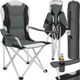 Tectake Campingstoel - Opklapbaar - Met bekerhouder en draagtas - Grijs/Zwart