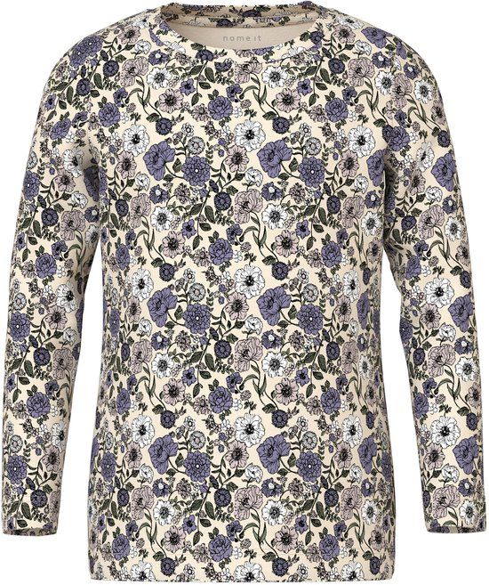 NAME IT - NMFNIKALA LS TOP BOX LNOOS - Meisjes - Blouses - Katoen - Elastaan - Maat 116 - Buttercream