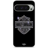 Harley Davidson Hoesje Google Pixel 9 Pro logo motor sycles grijs voorkant zwart Maniacase
