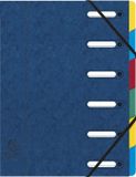 Exacompta 8x Sorteermap HARMONIKA® met elastieken en uitgesneden vensters- in glanskarton - 6 indelingen - Blauw - 55062E