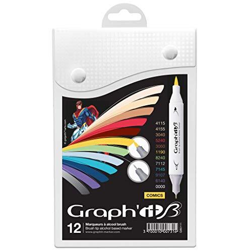 graph'it Graph'it Brush Set met 12 markers met dubbele punt - Comics Colors