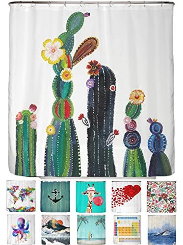 arteneur® - Cactus bloemen - Douchegordijn 180 x 200 cm - Waterdicht, wasbaar