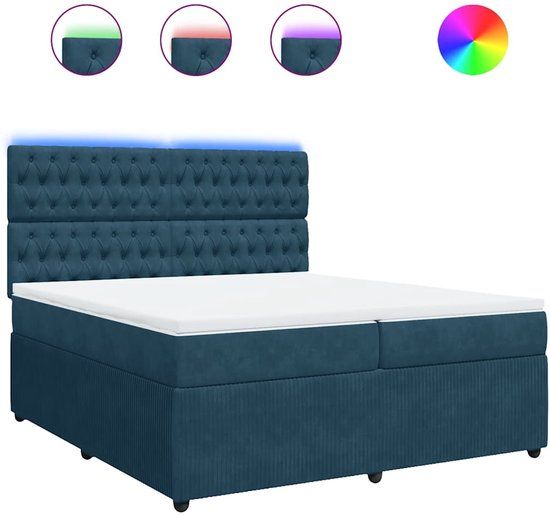 vidaXL Boxspring met matras fluweel blauw 200x200 cm