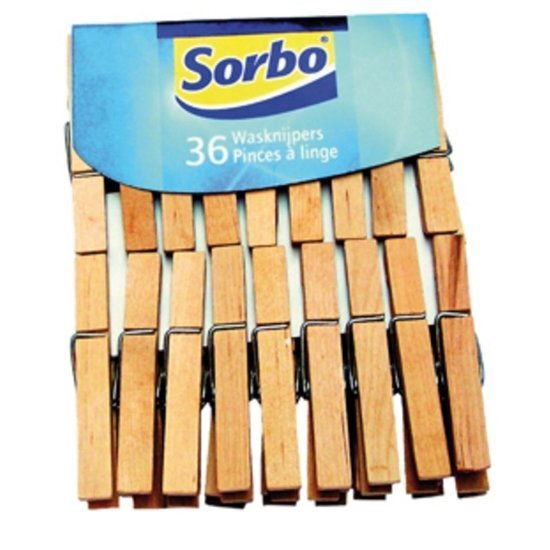 - Sorbo wasknijpers hout - 36 stuks - knijpers