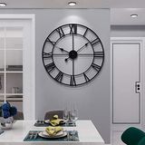 HAITANG Grote vintage wandklok, rond, metaal, stil, niet-tikkend, batterij-aangedreven, Romeinse cijfers, klokken voor woonkamer, slaapkamer, keuken, 40 cm