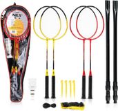 NILS NRZ264 Set de badminton Aluminium 4 Raquettes Inclusief Filet et Tube