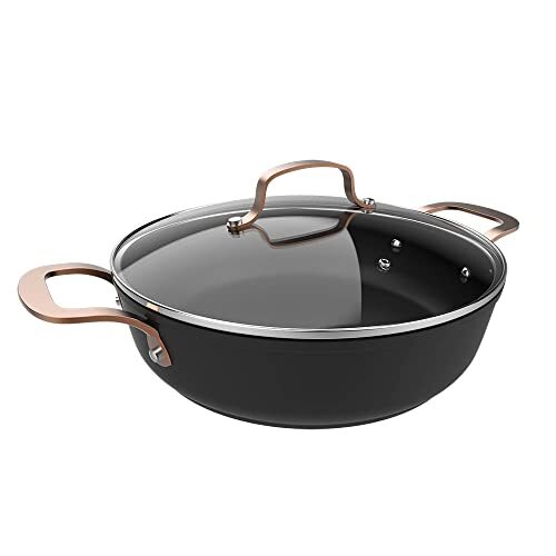 Cecotec Lage kookpan Polka Fantasy 28 Low Pot Gold 28 cm, inhoud 7,1 l, gesmeed aluminium, anti-aanbaklaag Platinum Plus Teflon, PFOA-vrij, geschikt voor alle soorten fornuizen, deksels