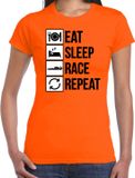 Bellatio Decorations Shoppartners Bv Eat sleep race repeat supporter / race fan t-shirt oranje voor dames M