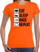 Bellatio Decorations Shoppartners Bv Eat sleep race repeat supporter / race fan t-shirt oranje voor dames M