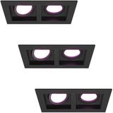 HOFTRONIC SMART HOFTRONIC Set van 3 Fresno Smart Dubbele Inbouwspots Rechthoek Zwart