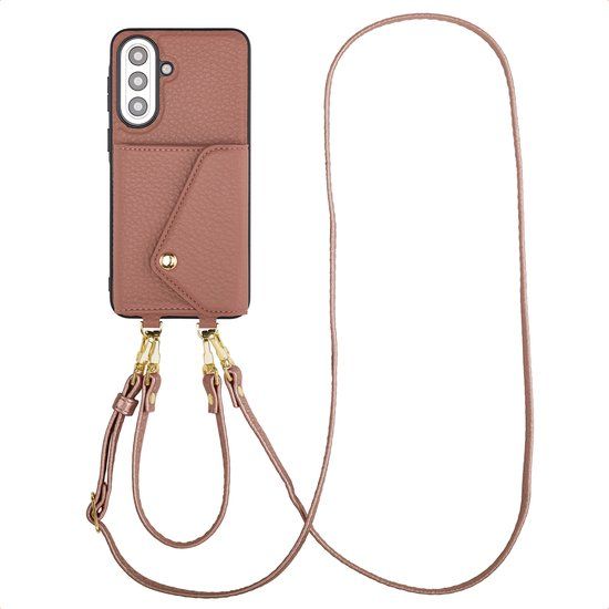 Selencia Hoesje - Geschikt voor Samsung Galaxy A57 (5G) - Sera Koordhoes met pashouder envelop - Old Pink