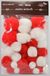 Galeria Hobby Pompons, blanc-rouge, 15-40 mm, 30 pièces