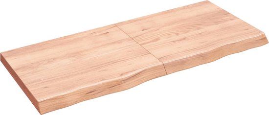 vidaXL Wandschap - 140x60x(2-6)cm - Massief Eikenhout - Lichtbruin