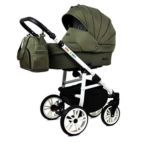 Lux4Kids Kinderwagen 3 in 1 complete set met autostoeltje Isofix babybad babydrager Buggy Colorlux White van ChillyKids Olive 2in1 zonder autostoel