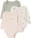 Vertbaudet Set van 3 body's baby lange mouwen saliegroen